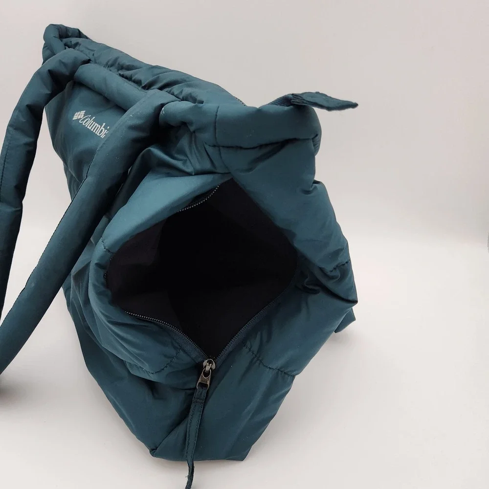 Columbia Pike Lake Puffy Tote Bag Unisex OS Teal Quilted Insulated Puffer Bag